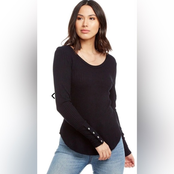 Chaser Tops - Chaser Long Sleeve Thermal Waffle Knit Shirt Size